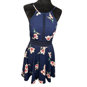 Jodi Kristopher Navy Spaghetti Strap‎ Dress with mesh inset Size 11